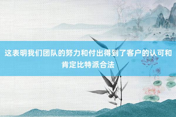 这表明我们团队的努力和付出得到了客户的认可和肯定比特派合法